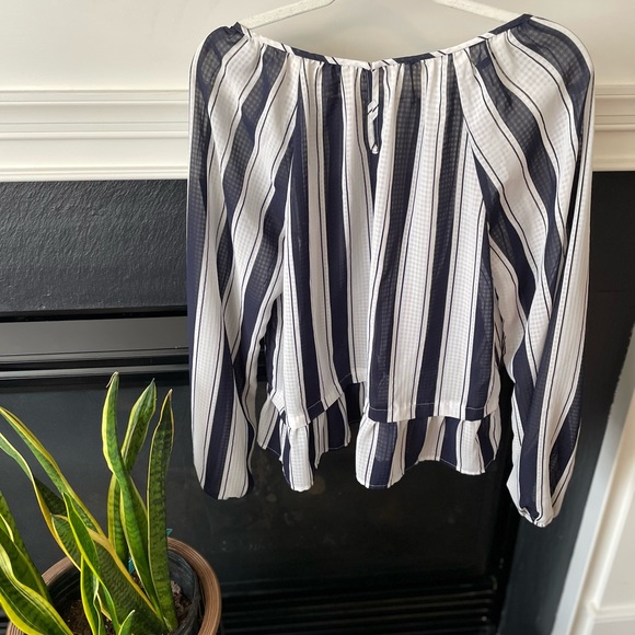 Merona navy blue and white striped sheer top - Picture 6 of 6